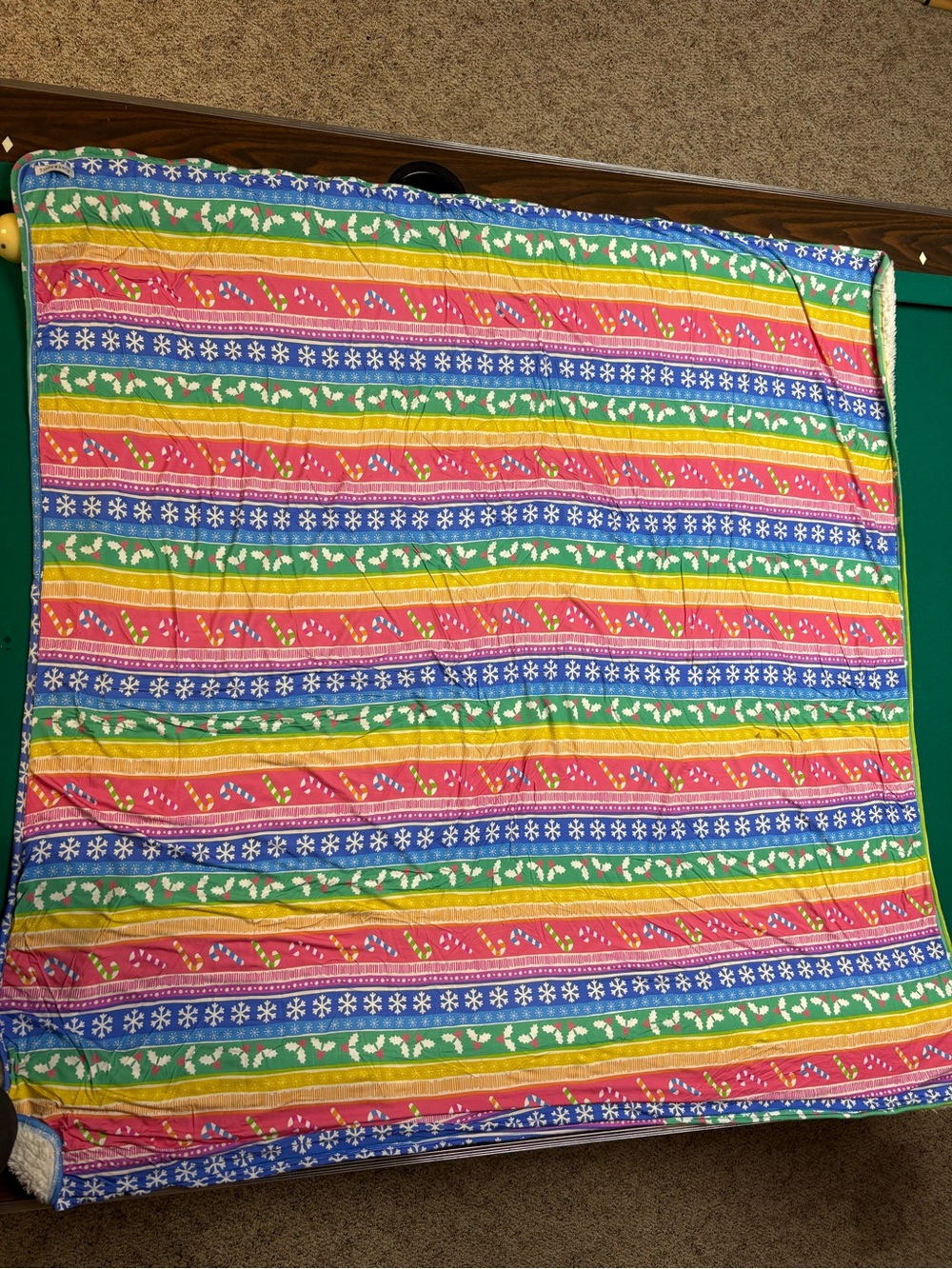 Vibrant Striped Holiday Sherpa Throw Blanket - Multicolor